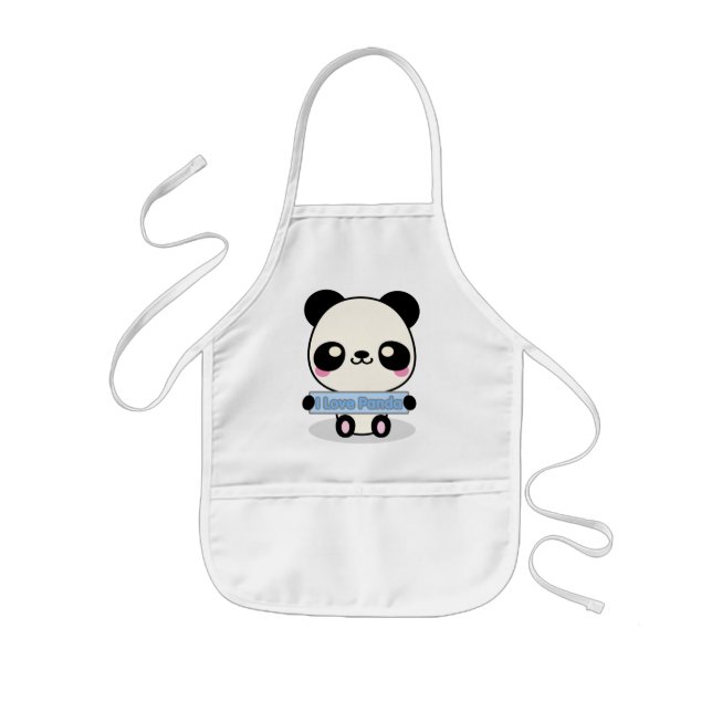 I Love Panda Kids' Apron (Front)