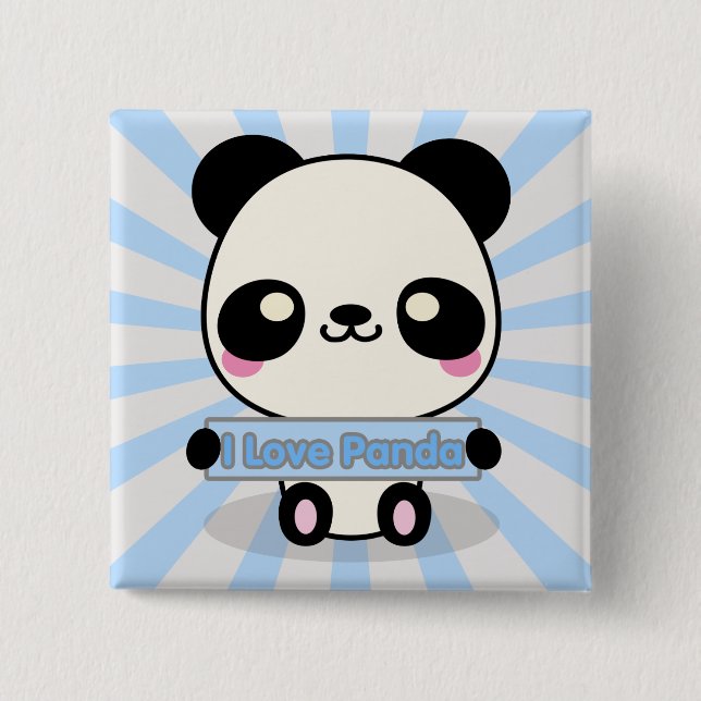 I Love Panda Pinback Button (Front)