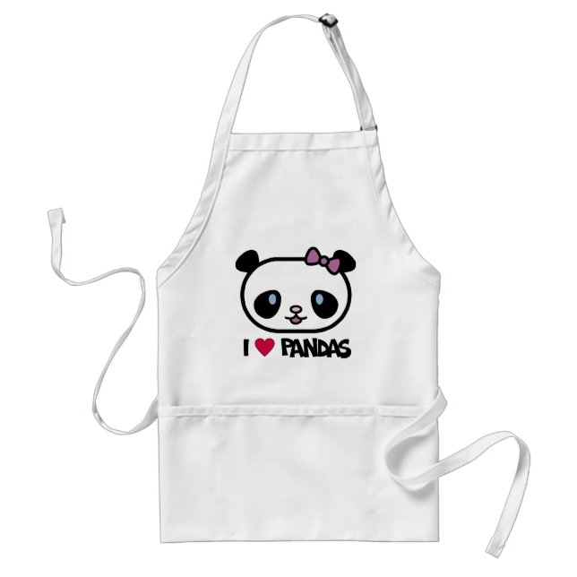 I Love Pandas Adult Apron (Front)