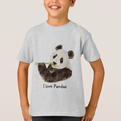 I love Pandas Asian Bear Watercolor Animal T_Shirt