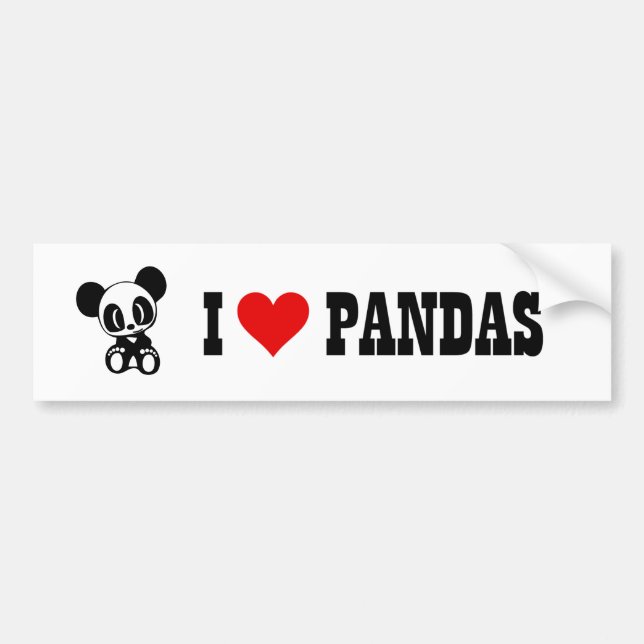 I Love Pandas Bumper Sticker (Front)