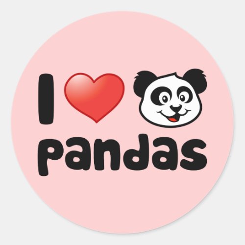 I Love Pandas Classic Round Sticker