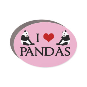 I Love Pandas Cute Pink Panda Bear Car Magnet