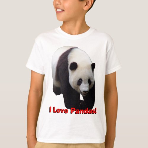 I Love Pandas Giant Panda Kids Shirt