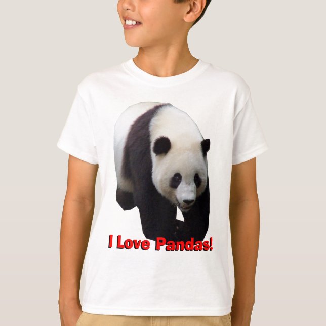 I Love Pandas! Giant Panda Kids Shirt (Front)