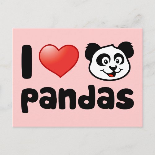 I Love Pandas Postcard