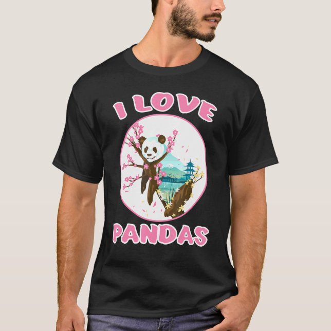 I Love Pandas Sweet Saying Girl Panda Bear Japan C T-Shirt (Front)