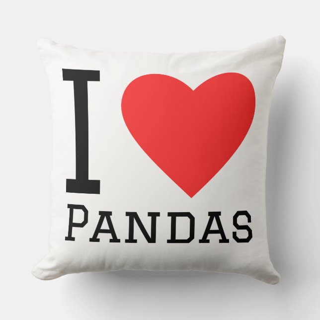 I love pandas throw pillow (Front)