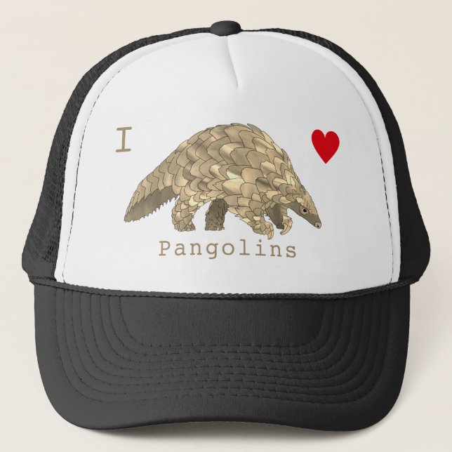 I Love Pangolin Endangered Species Animal Wildlife Trucker Hat (Front)