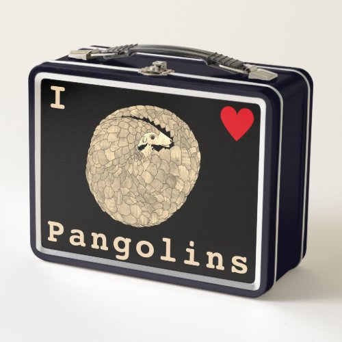 I Love Pangolin Rare Endangered Species Metal Lunch Box