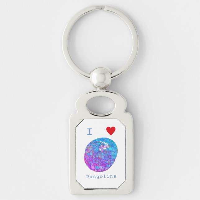 I Love Pangolins Cute slogan  Keychain (Front)