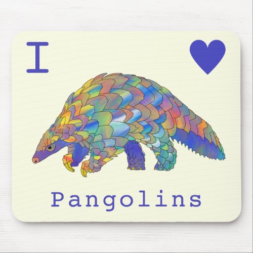 I Love Pangolins Endangered Animal Colorful Art Mouse Pad