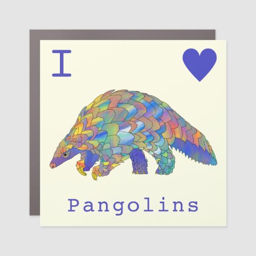 I Love Pangolins Endangered Animal Psychedelic Art Car Magnet
