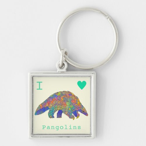 I Love Pangolins Endangered Animal Rights Activism Keychain