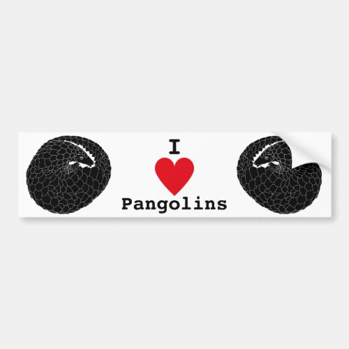 I Love Pangolins Endangered Monochrome Animal Art Bumper Sticker