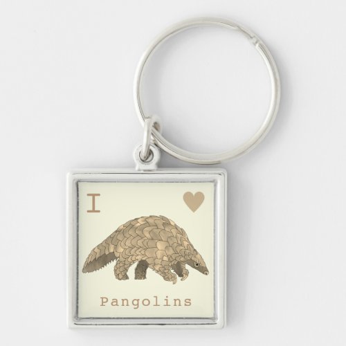 I Love Pangolins Endangered Species Animal Art Keychain