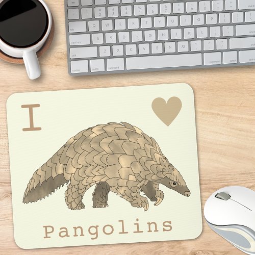 I Love Pangolins Endangered Species Animal Art Mouse Pad