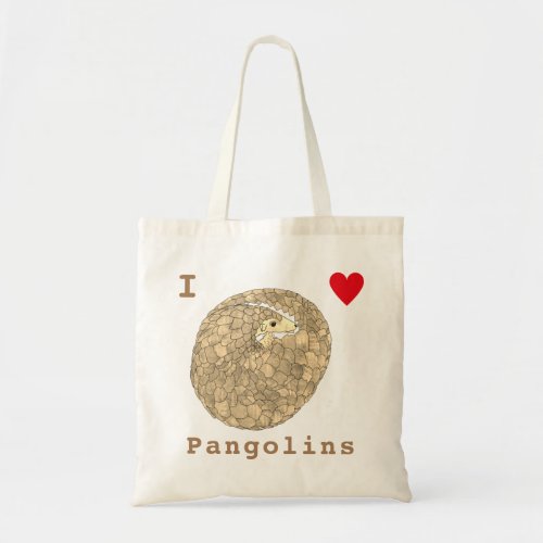 I Love Pangolins Endangered Wildlife Animal Art Tote Bag