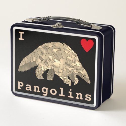 I Love Pangolins Kids School Metal Lunch Box