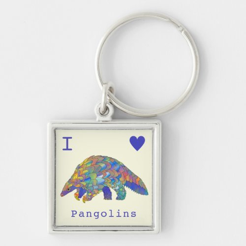 I Love Pangolins slogan Keychain