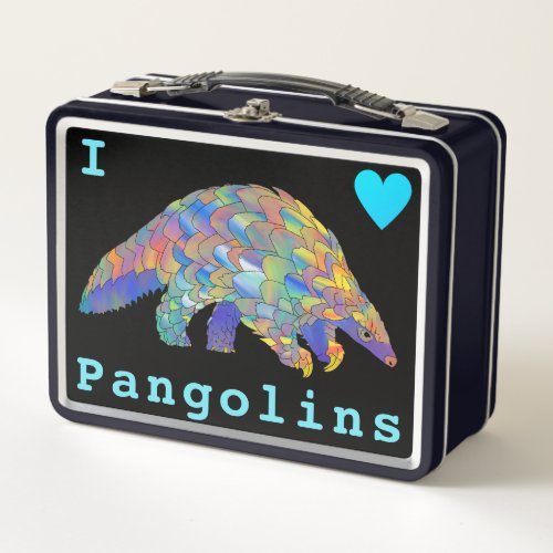 I Love Pangolins Slogan Metal Lunch Box