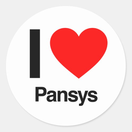 i love pansys classic round sticker