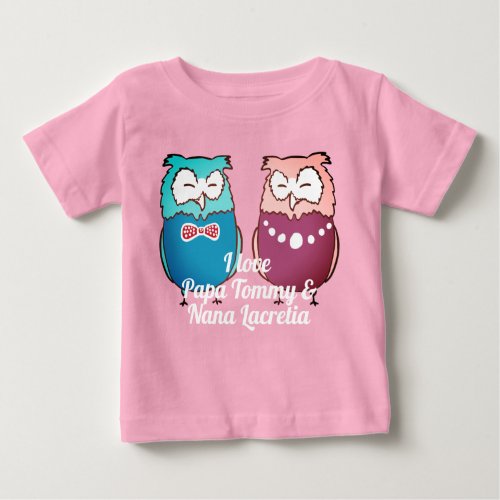 I love Papa and Nana Owl Couple  Baby T_Shirt