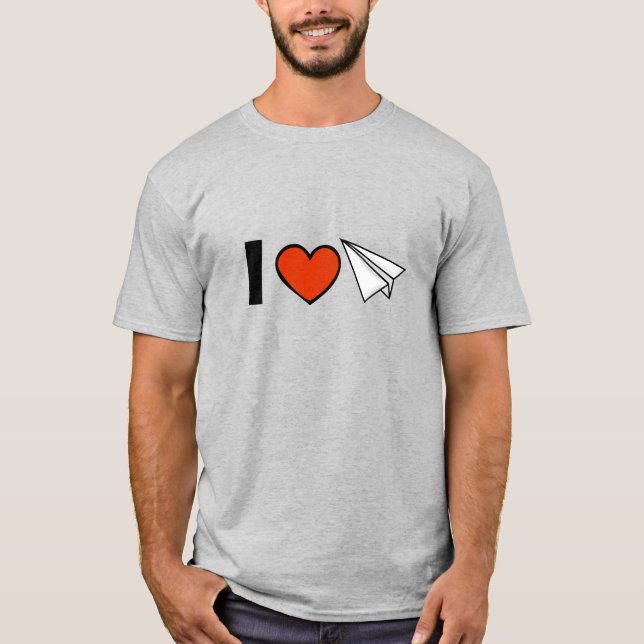 I Love Paper Airplanes T-Shirt (Front)