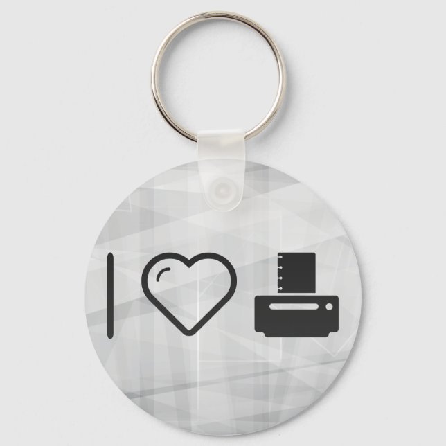 I Love Paper Printers Keychain (Front)