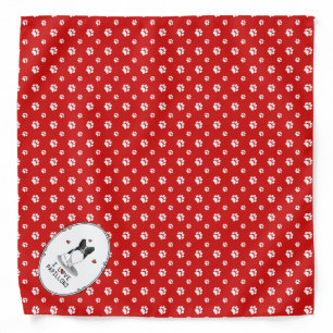I Love Papillons (white & black) Hearts Dogs Cute Bandana