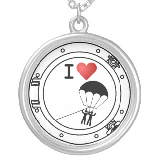 I Love Parasailing Silver Plated Necklace