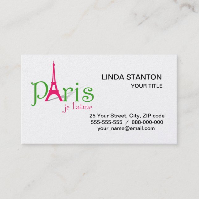 I love Paris Business Card (Front)