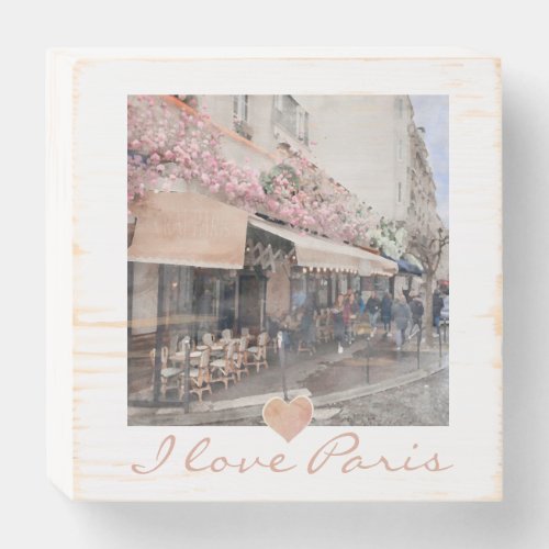 I Love Paris Cafe Latte Mug Wooden Box Sign