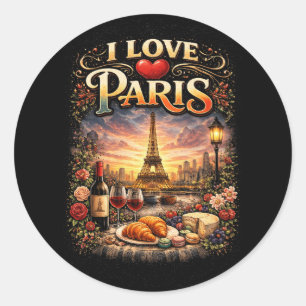 I Love Paris Classic Round Sticker