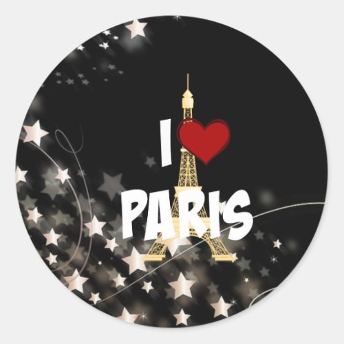 I Love Paris Classic Round Sticker