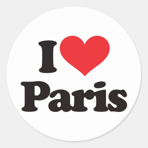 I Love Paris Classic Round Sticker