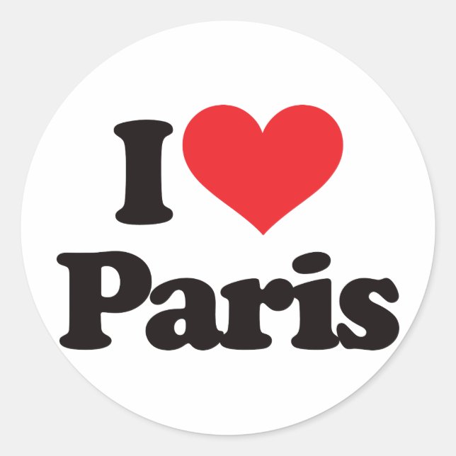 I Love Paris Classic Round Sticker (Front)