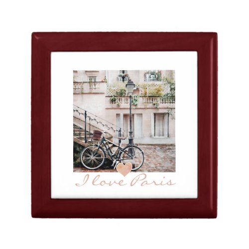 I Love Paris Cobblestone Street Bicycle Jewelry Gift Box
