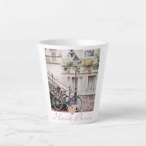 I Love Paris Cobblestone Street Bicycle Latte Mug