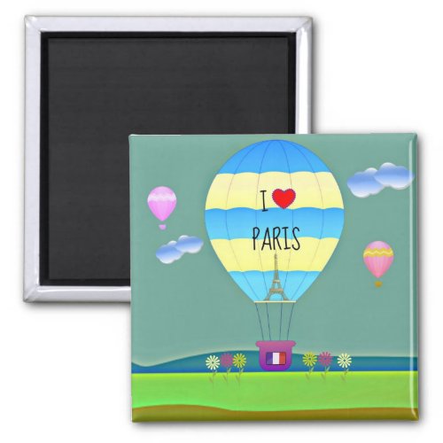 I Love Paris Colorful Hot Air Balloon Magnet