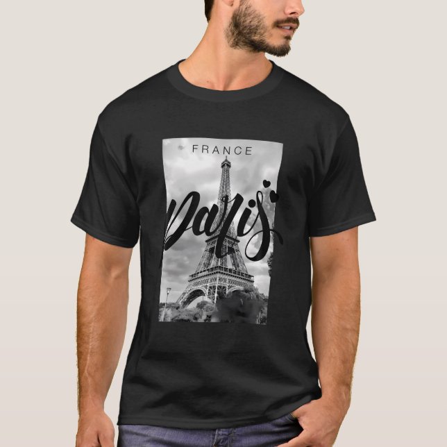 I Love Paris Cool Real Paris France Skyline Fashio T-Shirt (Front)