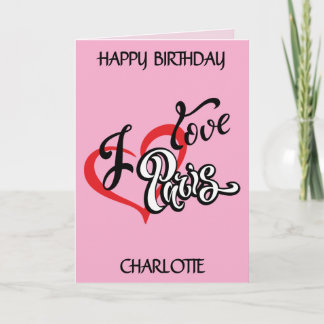 I Love Paris. Editable Card