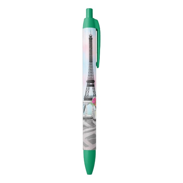 I Love Paris - Eiffel Tower and Bouquet Flowers Pen (Bottom (Vertical))
