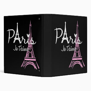 I Love Paris Eiffel Tower France French Souvenir 3 Ring Binder