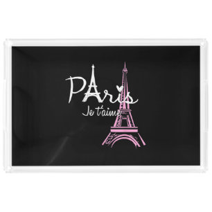I Love Paris Eiffel Tower France French Souvenir Acrylic Tray