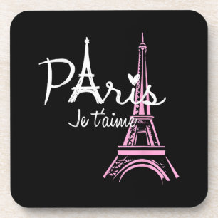 I Love Paris Eiffel Tower France French Souvenir Beverage Coaster