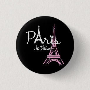 I Love Paris Eiffel Tower France French Souvenir Button