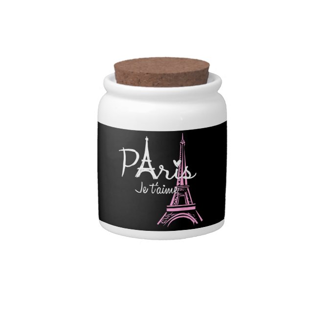 I Love Paris Eiffel Tower France French Souvenir Candy Jar (Front)