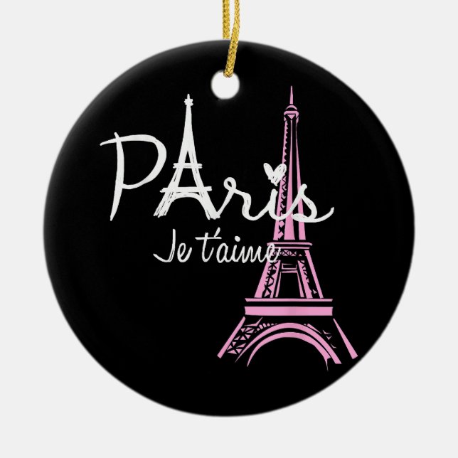 I Love Paris Eiffel Tower France French Souvenir Ceramic Ornament (Front)
