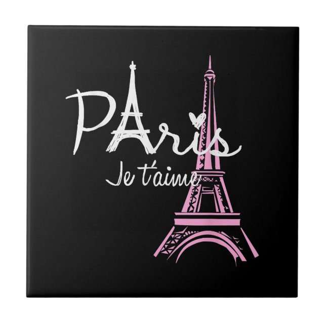 I Love Paris Eiffel Tower France French Souvenir Ceramic Tile (Front)